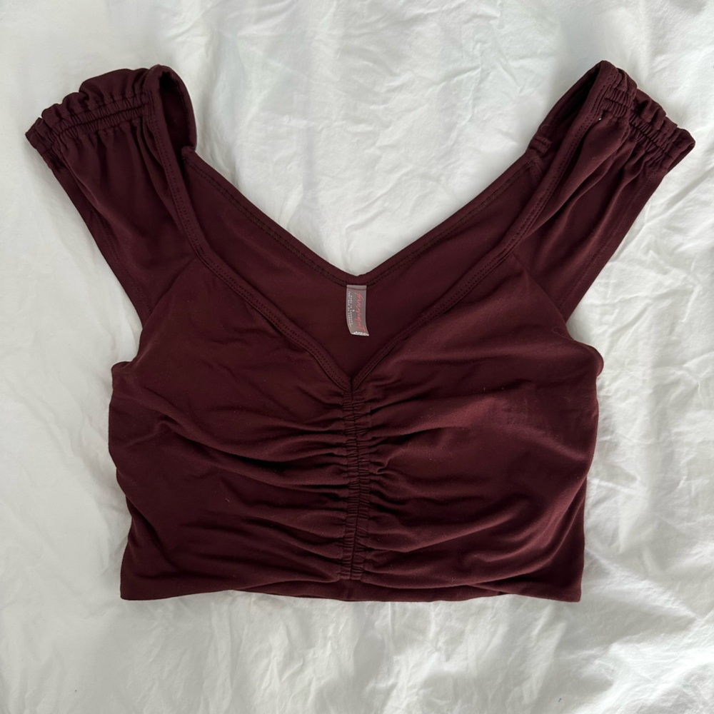 FP Movement by Free People Burgundy Ruched Tank Top
